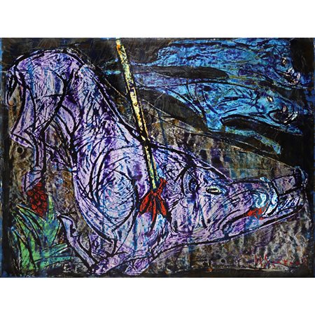 Nik Spatari (Mammoli 1929-Mammoli 2020)  - Cinghiale ferito a morte, 1977