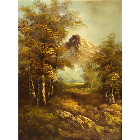 David Young Cameron - Paesaggio con alberi e montagne, Cameron, 20th secolo
