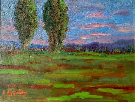 Goffredo Paganini (Roma 1917-1978)  - Paesaggio con alberi, 1967