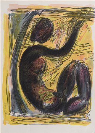 LITOGRAFIA BUFFALO GRASS DI ANTHONY QUINN, 1987