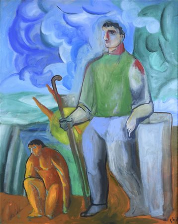 DIPINTO DUE UOMINI DI SANDRO CHIA