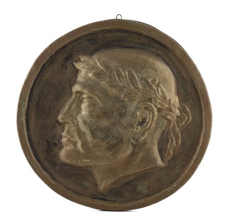 BASSORILIEVO IN GESSO TESTA DI MUSSOLINI