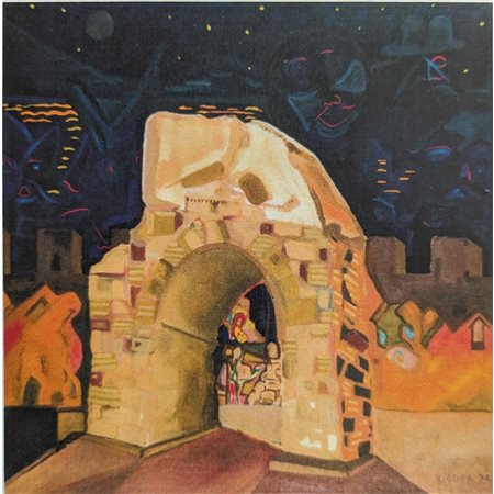 Bruno Zieger, Antica porta (1972), acrilico su tela, cm 61x71