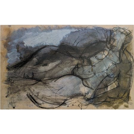 Riccardo Schwaizer, Nudo femminile (1950), tecnica mista su carta, cm 32x49