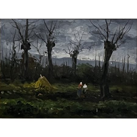 De Curtis , Paesaggio, olio su tela, cm 18x24