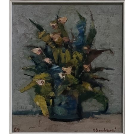Elmo Ambrosi, Vaso con fiori (1969), olio su tela, cm 30x25