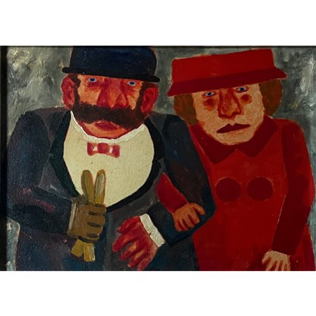 Franz Borghese, La coppia (1978), olio su tela, cm 30x40. Lotto sotto riserva