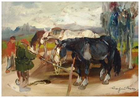 BASSO RAGNI Termoli 1921 – Livorno 1979 Senza titolo Olio su tavola 35 x 50....