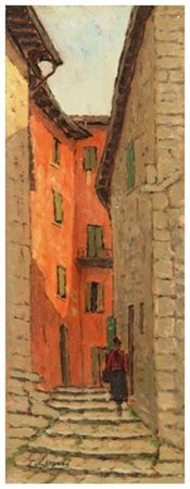 GIOVANNI LOMI Ardenza 1889 – 1969 Fiumalbo rustico 1966 Olio su tavola 32 x...