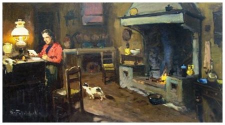 CAFIERO FILIPPELLI Livorno 1889 – 1973 Cucina di campagna Olio su faesite...