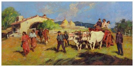 CARLO DOMENICI Livorno 1898 – Valdana di Portoferraio 1981 Carro rosso con...