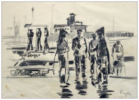 ANTONIO VANGELLI Roma 1917 – 2004 In miniera 1940 ca. Carboncino su carta 25...