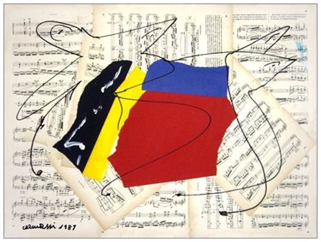 ARTURO CARMASSI Lucca 1925 Senza titolo 1987 Pittura, t.m. e collage su...