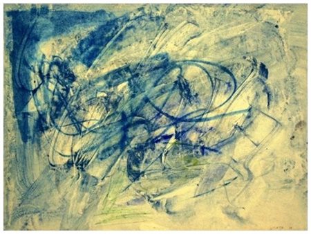 RICCARDO LICATA Torino 1929 Composizione 1958 Olio e T.m. su carta intelata...