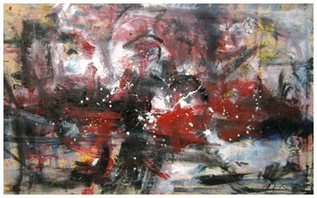 EMILIO VEDOVA Venezia 1919 – 2006 Senza titolo 1976 Olio su tavola 57 x 94....