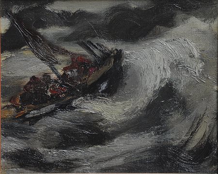 Emmanuel Mané-Katz (1894 - 1962) 
Bateau sur la mer, 1922 ca.