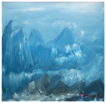 Harry Jelinek (1905 - 1986) 
Dalla cima del picco di Vallandro le cime di Lavaredo