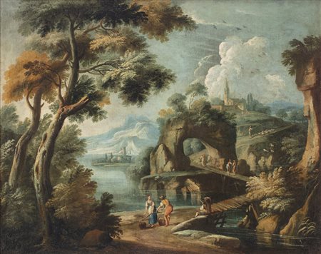 Tommaso Porta (1686 - 1768) 
Paesaggio fluviale con arco roccioso, 1755 circa