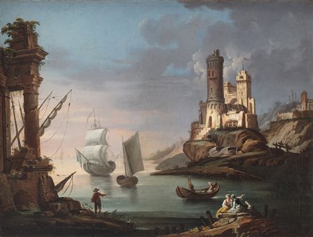Jean-Baptiste-François Génillion (1750 - 1829) , (?)
Veduta di una baia con veliero