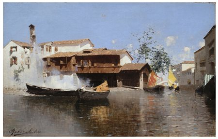 Rubens Santoro (1859 - 1941) 
Venezia  - Squero di San Trovaso