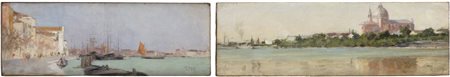 Guglielmo Ciardi (1842 - 1917) 
Coppia di paesaggi costieri,  1884-1885