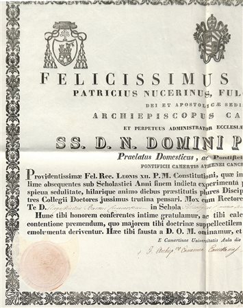 [Felicissimo Salvini (Nocera Umbra 1803 - Macerata 1893)], Costituzione apostolica 'Quod Divina Sapientia' 