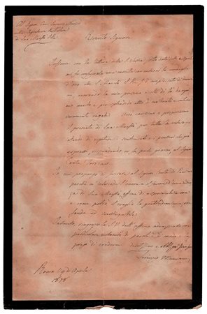 Terenzio Mamiani (Pesaro 1799 - Roma 1885), Conferimento Medaglia d’oro da Re Umberto I