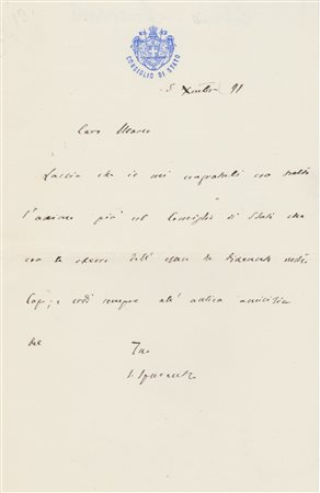 Silvio Spaventa (Bomba 1822 - Roma 1893), Congratulazioni