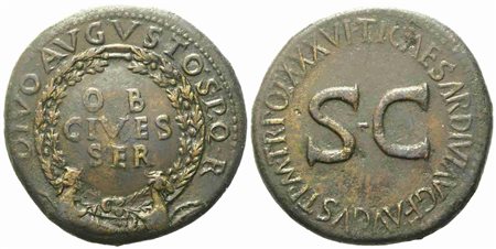 Divus Augustus, Sestertius struck under Tiberius, Rome, c. AD 34-35; Æ (g 25,10; mm 35)