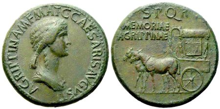 Agrippina Maior, Sestertius struck under Gaius (Caligula), Rome, c. AD 37-41; Æ (g 28,07; mm 34)