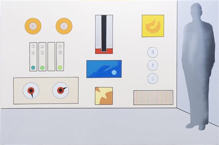 Renato Mambor La stanza dei bottoni, 2012 acrilico su tela cm 150x100...