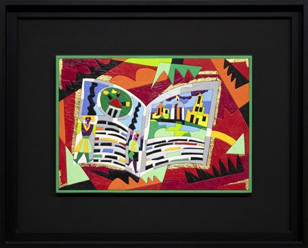 Ugo Nespolo Il libro di fiabe, anni Duemila acrilico su legno cm 35x50...