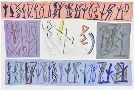 Riccardo Licata GUNEO, 2001 litografia, cm 34,5x49; es. P.A. firma, titolo,...
