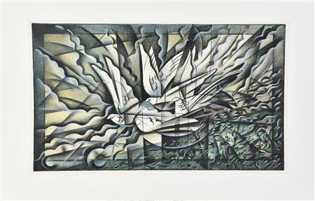 Floriano Bodini COLOMBE litografia, cm 50x70; es. 56/99 firma e tiratura