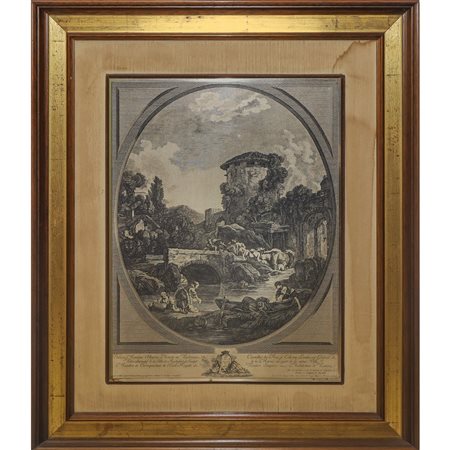 Paesaggio fluviale con personaggi