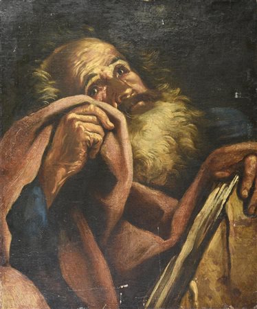 Scuola Napoletana del XVII secolo - SAN PIETRO PENITENTE olio su tela, cm...