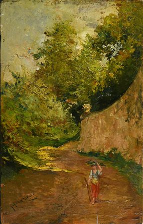 Carmine Ciardiello LA FASCINAIA olio su tavola, cm 23x15 firma Provenienza...