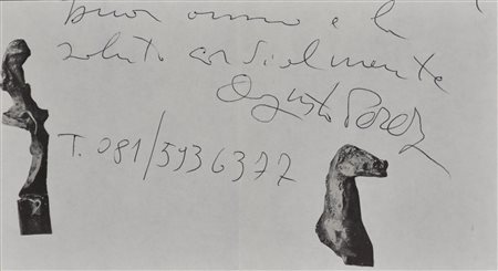 Augusto Perez COMPOSIZIONE collage su carta, cm 10,5x20,5 firma e dedica ad...