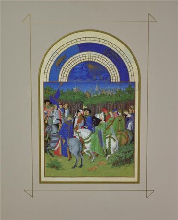 LES TRES RICHES HEURES DU DUC DE BERRY: MAY riproduzione su carta del...