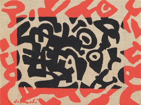 ACCARDI CARLA (1924-2014) Rosso Nero 1987olio su tela cm 18x24firmato in...