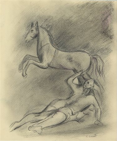 CARLO CARRA' (1881-1966) Senza titolo 1940matita grassa su carta cm...