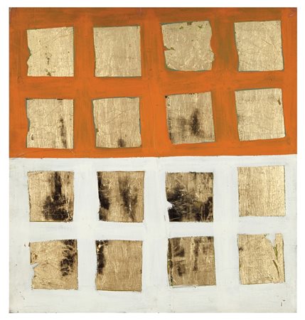 REMO BIANCO (1922-1988) Tableau dorèolio e foglia d'oro su tavola cm...