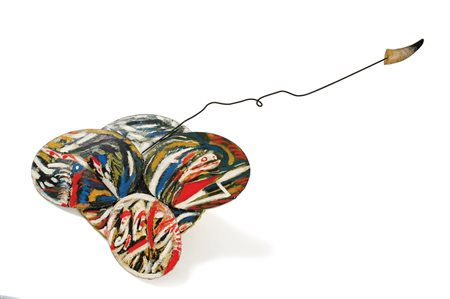 MIMMO PALADINO (1948-) Quadro marziano 1980tecnica mista su tela cm...