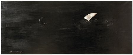 ENZO CUCCHI (1949-) Al buio sul mare 1979olio e porcellana su tela cm...