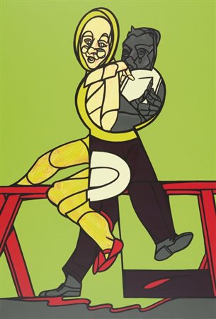 ADAMI VALERIO (1935-) Sante Monton anni '80olio su tela cm 130x90firmato e...