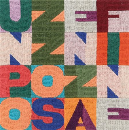 ALIGHIERO BOETTI (1940-1994) Un pozzo senza fine 1991ricamo cm 24x24sul retro...