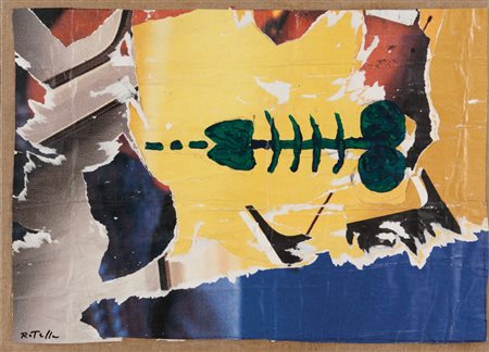 MIMMO ROTELLA (1918-2006) Lisca Losca 1987decollage e pittura cm 54x74firmato...