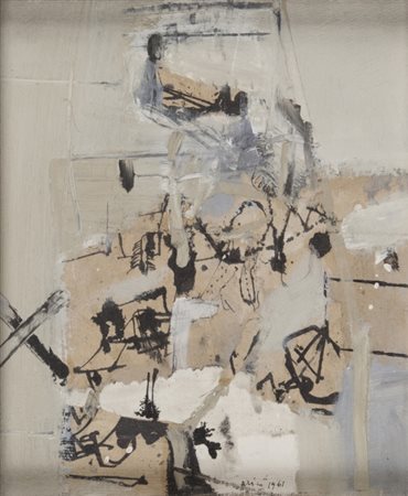 RODOLFO ARICO' (1930-2002) Tavolo 1961tecnica mista su tela cm 30x25firmato e...