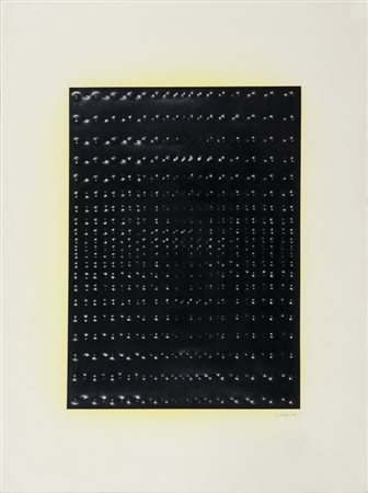 ENRICO CASTELLANI (1930-) Superficie blu 1967rilievo su carta cm...