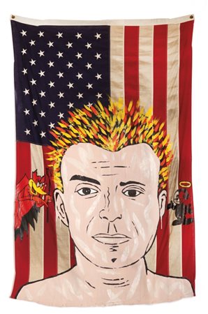 RONNIE CUTRONE (1948-) Self Portrait 1982acrilico su bandiera cm...